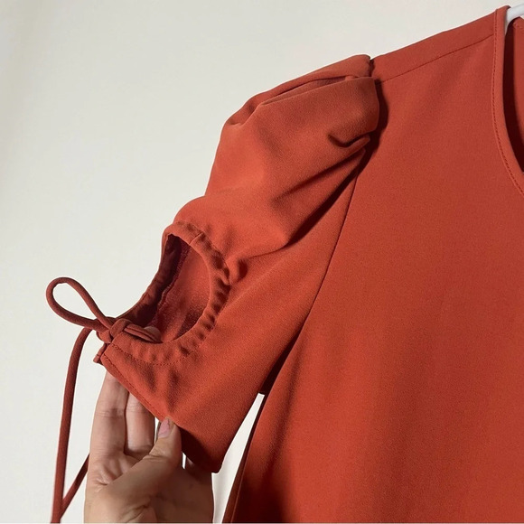 See By Chloé Peppery Red Keyhole Sleeve Dress Size US 4 French 36 - Picture 9 of 14